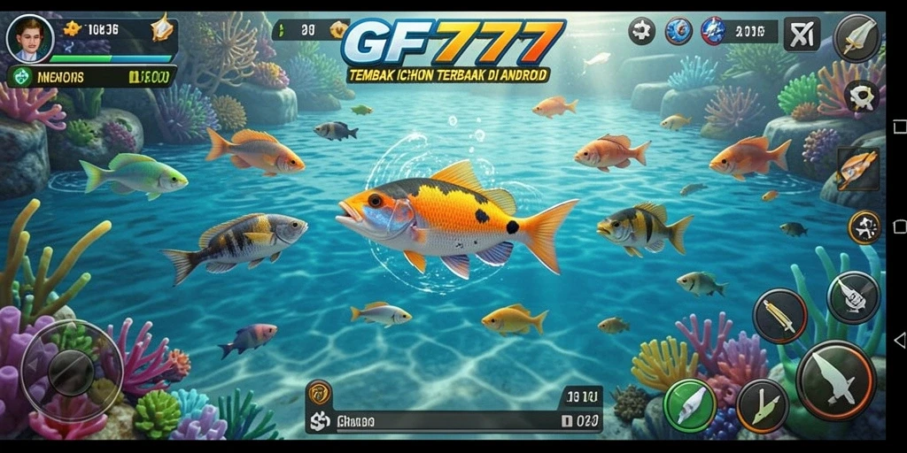 Screenshot gameplay GF777 menampilkan aksi seru menangkap ikan.