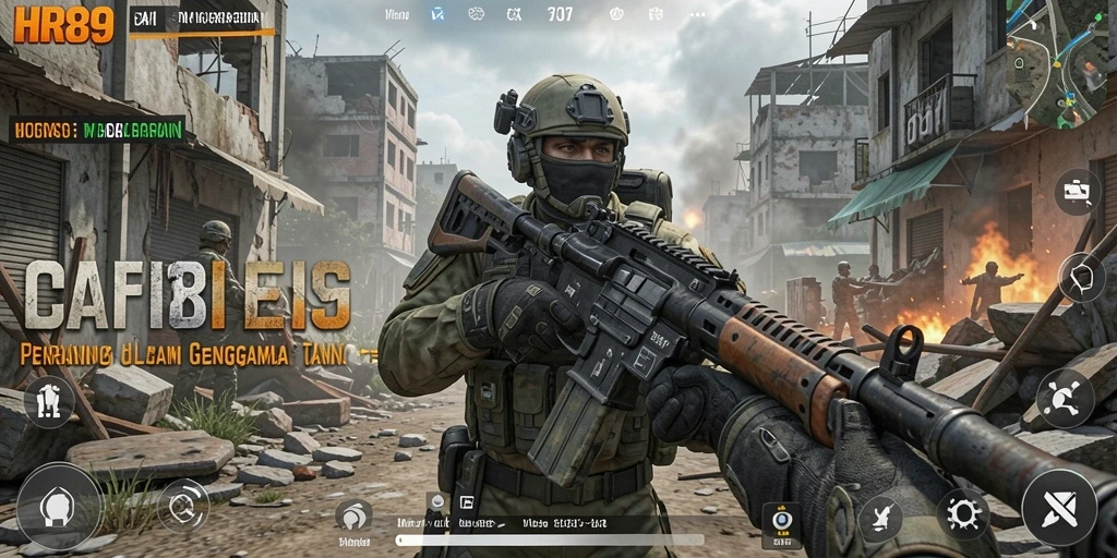 Tampilan gambar dari gameplay HR89, menunjukkan aksi tembak-menembak yang seru.