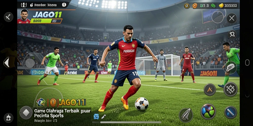 Tampilan dinamis gameplay seru di JAGO11 dengan fitur olahraga interaktif.