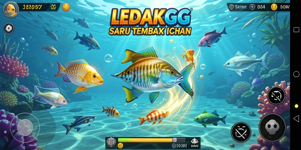 Tampilan menarik dari gameplay Tembak Ikan LEDAKGG.