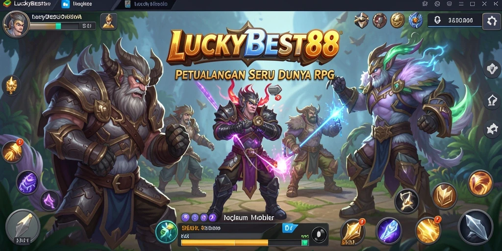 Screenshot gameplay LUCKYBEST88 menampilkan pertempuran RPG yang mendebarkan.