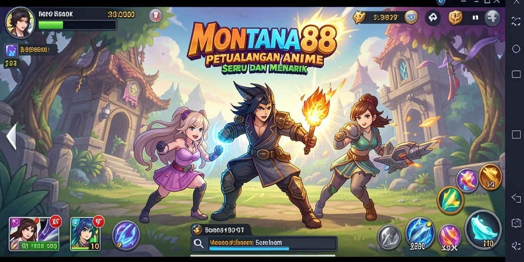 Screenshot MONTANA88 menampilkan pertarungan seru karakter anime.