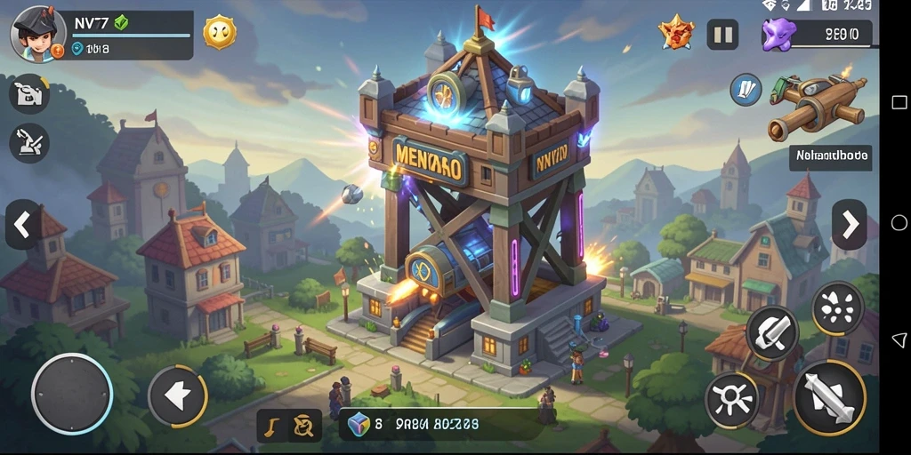 Gameplay NV77 menampilkan pertempuran strategi Tower Defense yang seru dan mendebarkan.