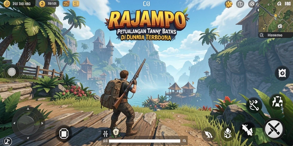 Screenshot gameplay <strong>RAJAMPO</strong> menampilkan eksplorasi dunia terbuka yang menawan.