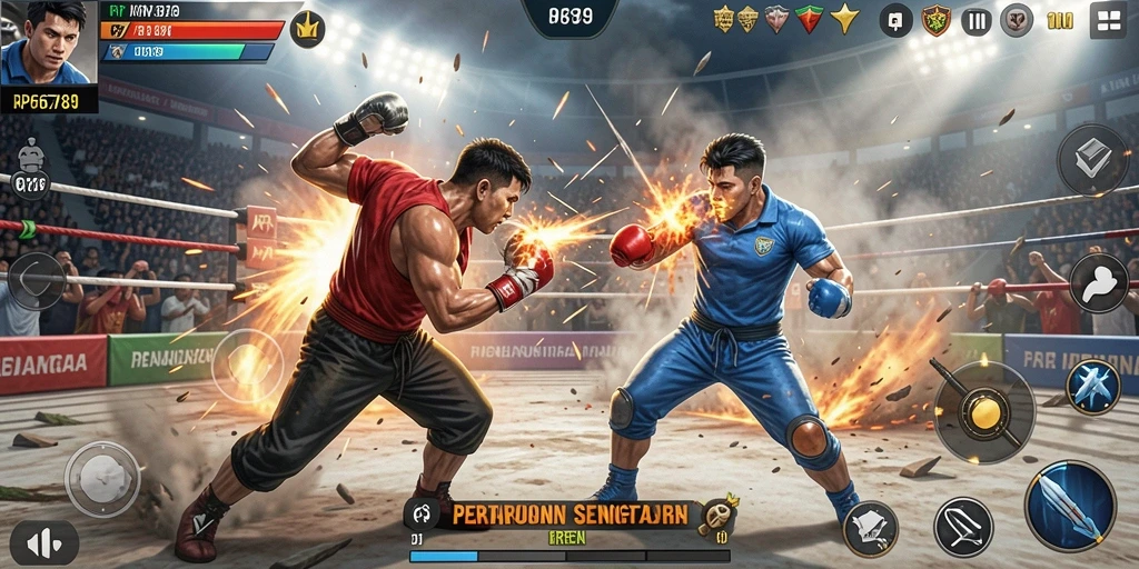 Screenshot RP6789 menampilkan aksi pertarungan yang mendebarkan dan intens.