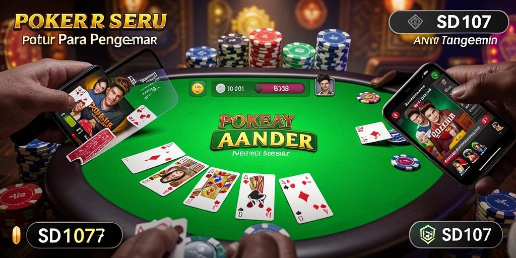 Tampilan screenshot dari gameplay Poker dalam SD107 dengan interaksi pemain.