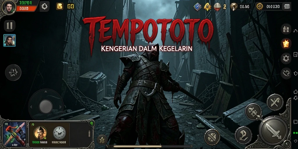 Screenshot gameplay TEMPOTOTO dengan suasana Horror yang mencekam.